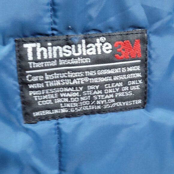 VTG London Fog Maincoats Blue Belt Thinsulate Zip Liner Overcoat Trench USA 14R - Picture 16 of 16